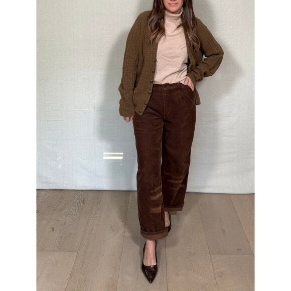 Vintage Brown Ribbed Knit Cardigan - Picture 7 of 9